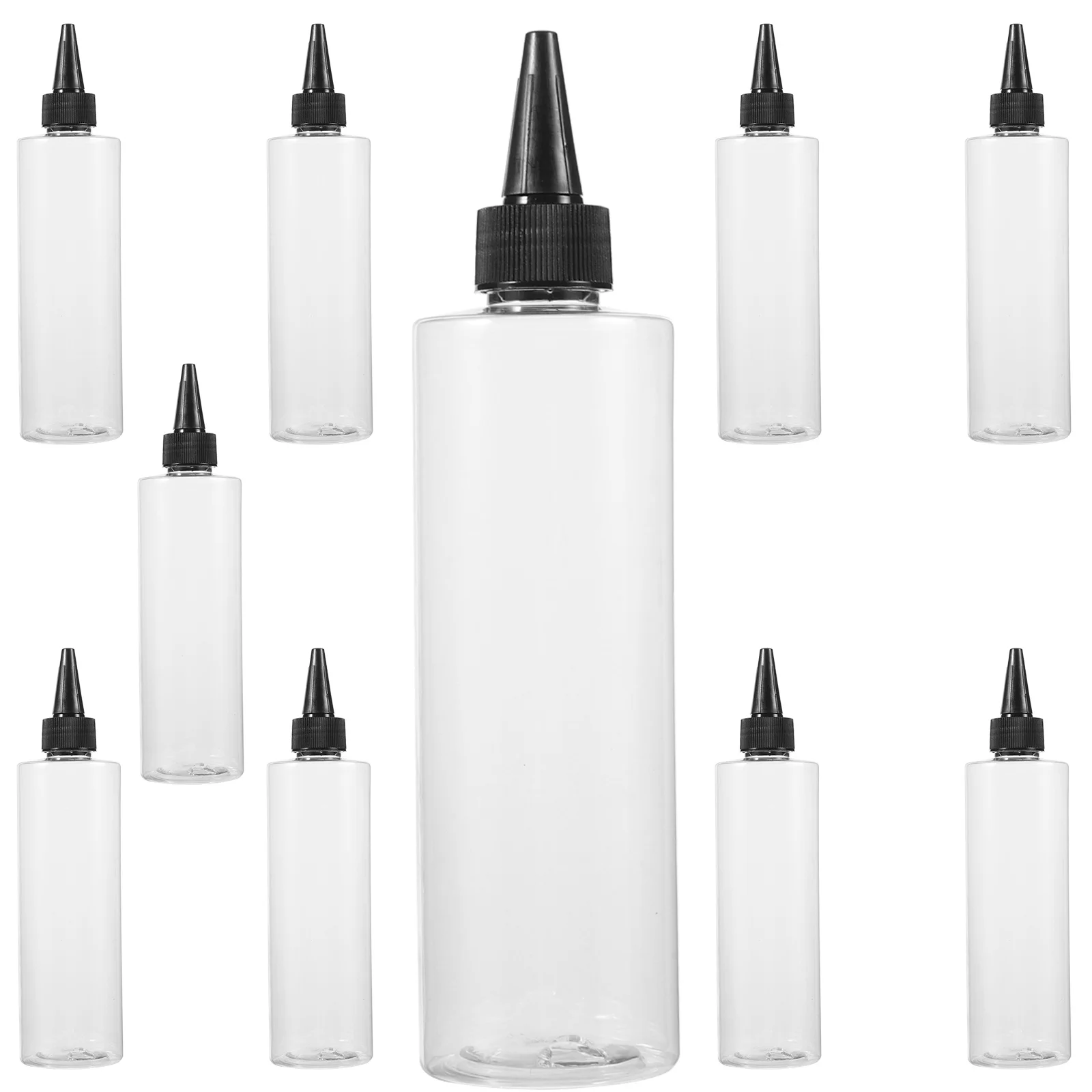 

10pcs 250Ml Pet Pointed Mouth Hair Dye Bottles Clear Squeeze Container For Hair Coloring Shampoo Conditioner Scalp Treatment