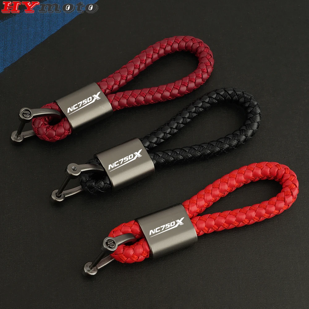 For HONDA NC 750 /X NC750 NC750X DCT ABS 2014 2016-2022 2023 Motorcycle Accessories Leather Knitting Rope Keychain Metal Keyring