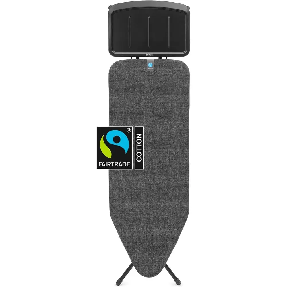 Tabla de planchar a vapor XL de altura ajustable con patas de goma antideslizantes, color negro denim, 49x18 pulgadas, estructura metálica, independiente, 63 pulgadas