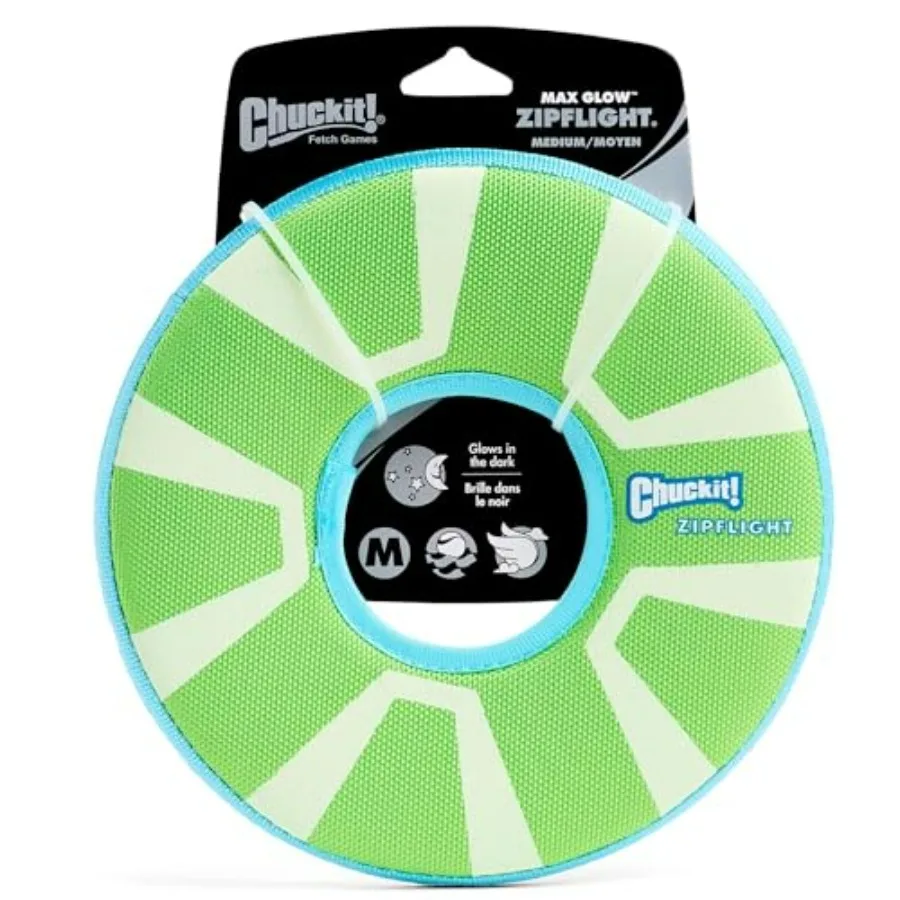 

Max Glow Zipflight Flying Disc Dog Toy - Water Floating Flyer for Beach and Pool - Durable Polyester Construction - For Medium