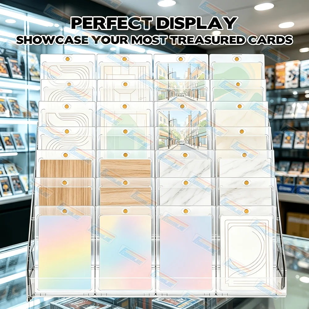 2‑Pack 7‑Tier Acrylic Card Display Stand, Portable Card Holder for Trading Cards, Greeting Cards, Sports Cards, Business Cards