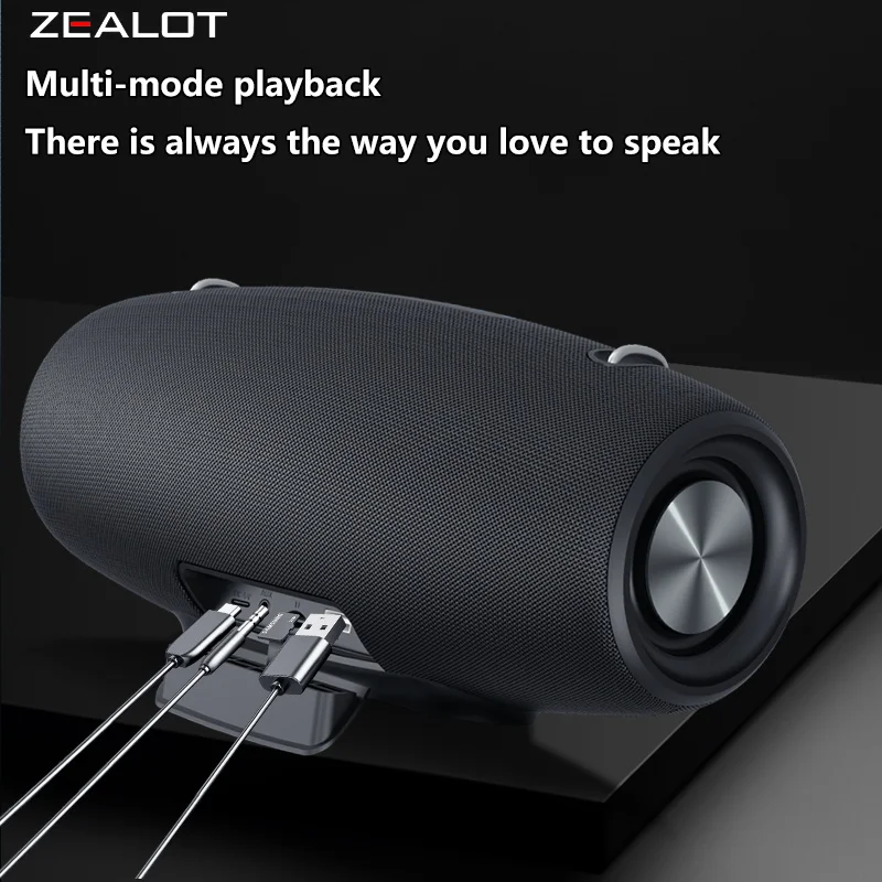 ZEALOT-S67 Wireless Speaker 60W, Comes With A Shoulder Strap, Portable For Outdoor, Waterproof, Loud Sound, Super Long Battery view 6
