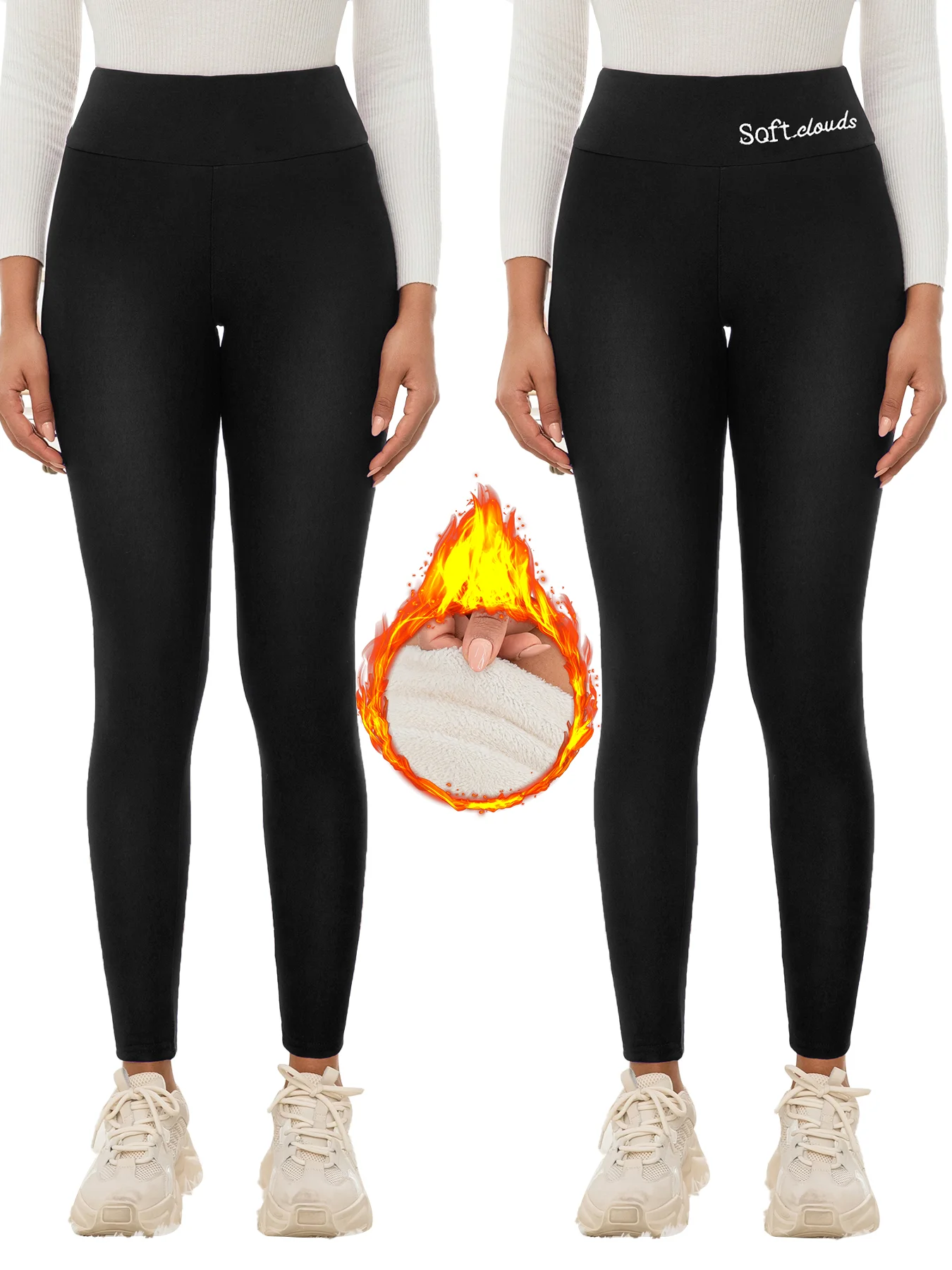 S-XL Autumn Winter Women Fleece Leggings Letter Embroidery Design Warm Velvet Thicken High Waist Butt-Lifting Tights Casual Wear