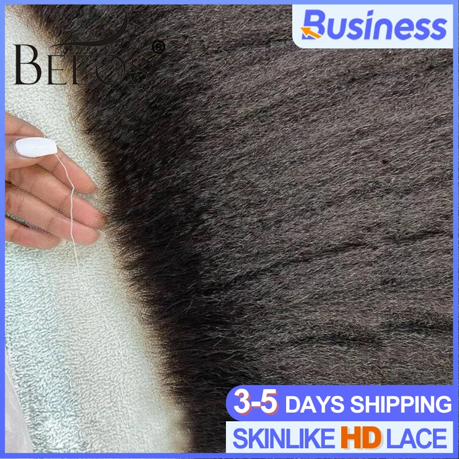 

BEEOS Kinky Straight Invisible 13x6 HD Lace Frontal Closure Only Melt Skins Pre plucked 5x5 6x6 HD Lace Closure Only Human Hair