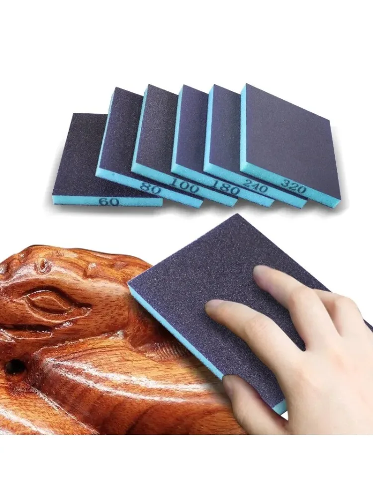 Éponge de ponçage grain 60-320, blocs de ponçage secs et humides lavables et réutilisables pour le polissage du métal et du bois, outil abrasif 120x96x13mm 6 pièces
