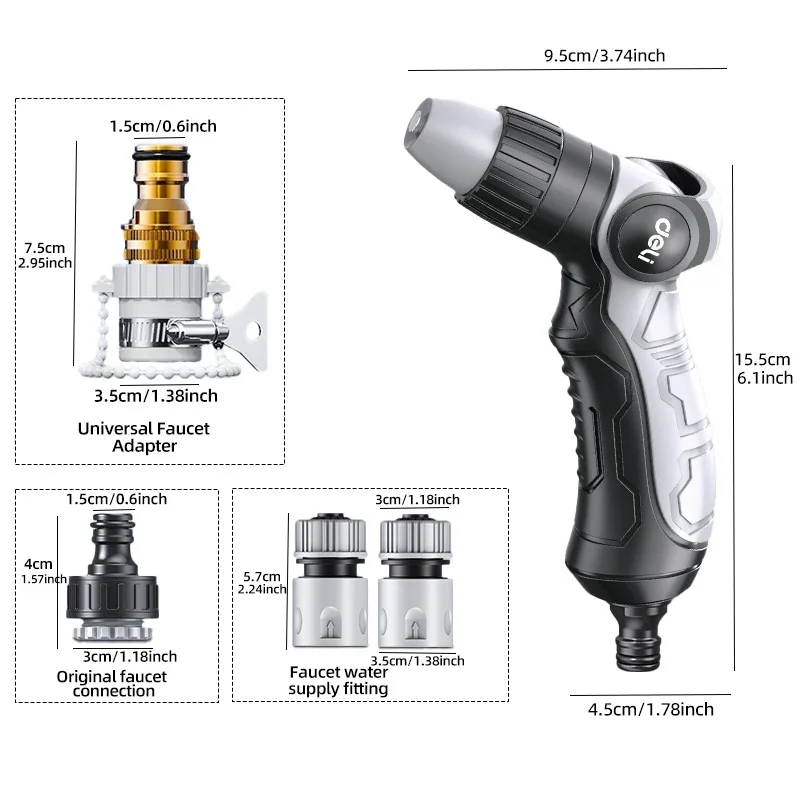 ديلي متعددة الوظائف حديقة مدفع المياه خرطوم فوهة للمنزل غسيل السيارات ساحة البخاخ الأنابيب أنبوب الرش أداة