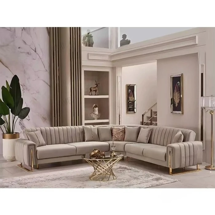 

# Couches Luxury L Shape Living Room Furniture Sofas Velvet Luxury High Quality Wood Sofa Frame with Sleeping Function