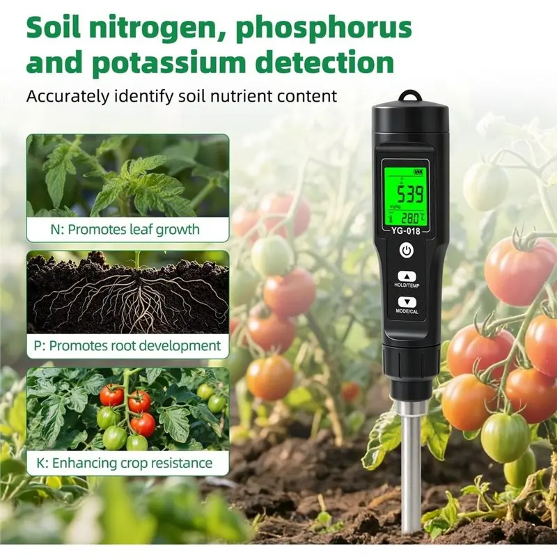 A76I-Fertility Meter 7-In-1 Soil NPK Tester Rechargeable EC Moisture Temp Detection For Garden Planting Precision Detachable