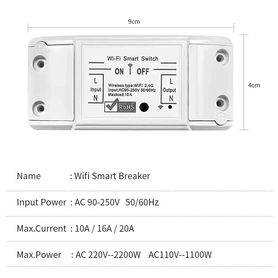WiFi Cozylife مفتاح ذكي 10A/16A/20A قواطع وحدة لاسلكية عن بعد التبديل أليكسا جوجل المنزل بواسطة Tuya APP التحكم الصوتي عن بعد