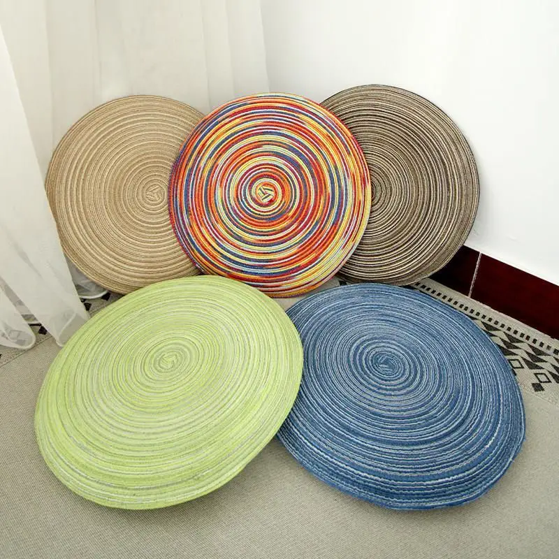 Ramie Cushion, Lazy Sofa, Tatami Mat, Woven Straw, Kneeling and Bowing Soft Seat, Thick Low Table Cushion for Home Use，Garden