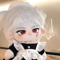 20cm Anime Game Love and Deepspace Kawaii Cosplay Plush Doll Body With Skeleton White Haired Maid Outfit Dress Up Toys Gift