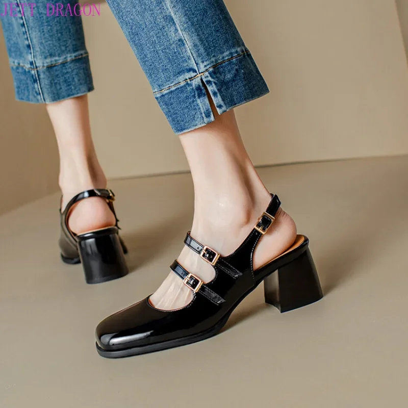 

Pumps Spring and Autumn New Style Fashion Narrow Band British Style Casual Square Toe Square Heel Women's Shoes Plus Size 45