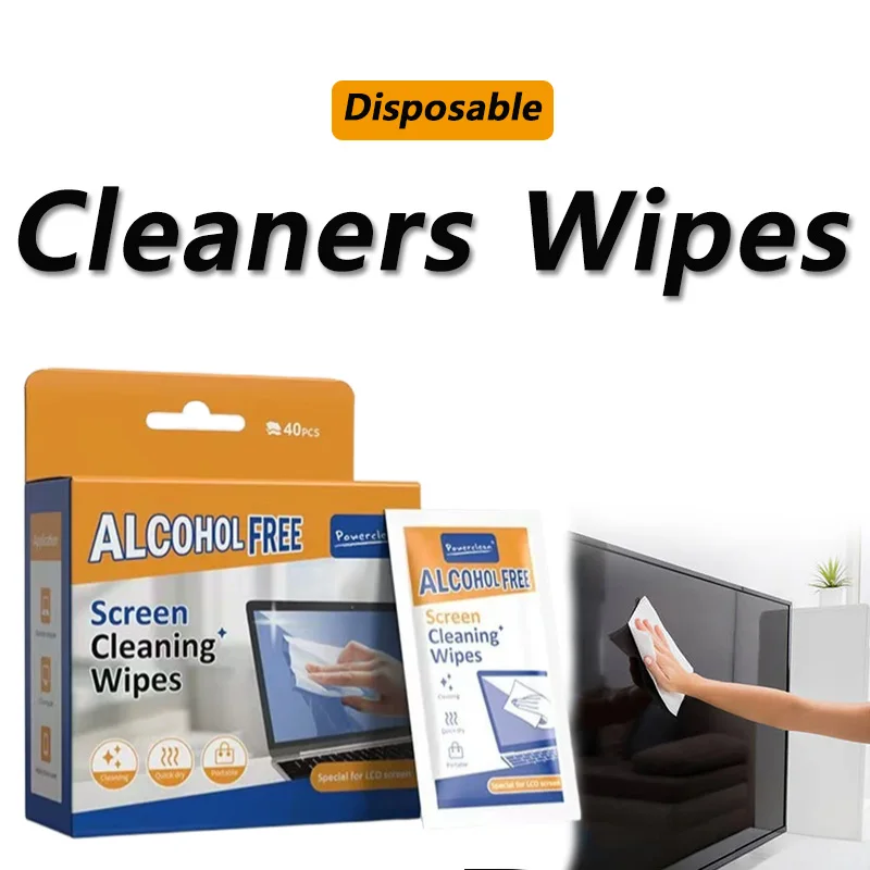 40 Pcs Disposable Portable Cleaners Wipes - Dry and Wet Screen Cleaning Cloths for Cars Phones Tablets Laptops TVs and Monitors