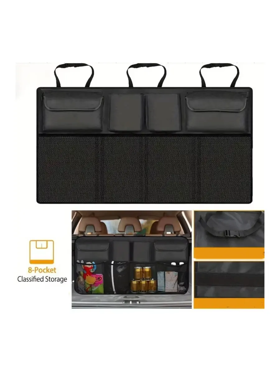 New Upgrade Car Trunk Storage Bags Auto Rear Seat Backrest Hanging Bags Storage Net Bags Organization Car Interior Accessories