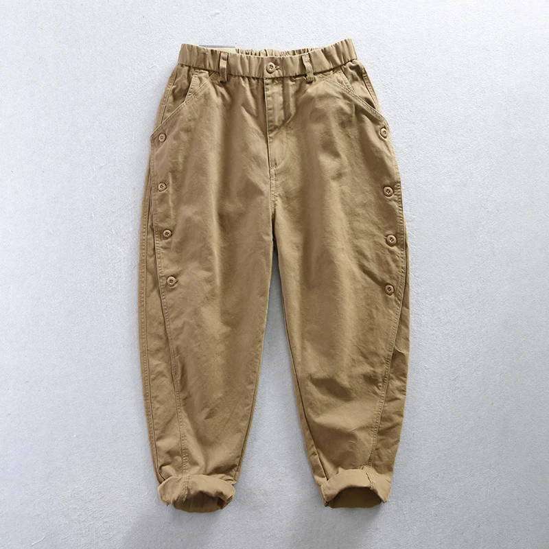 

Spring Autumn New 100% Cotton Retro Cargo Pants for Men Clothing Loose Daily Joggers Men Trousers