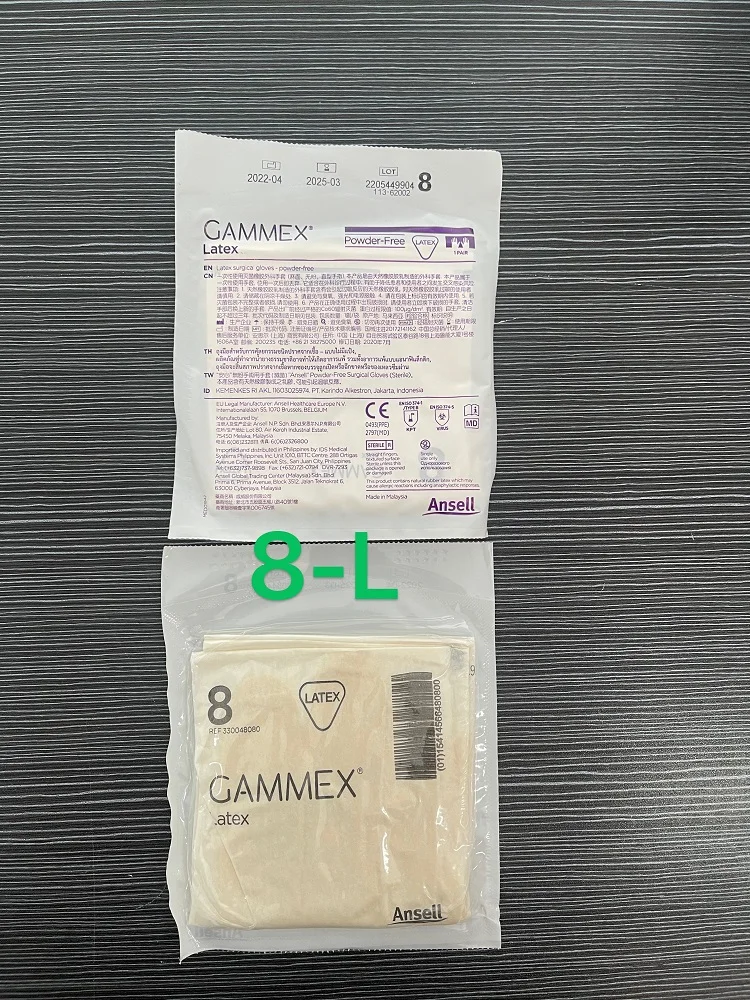 Ansell Gammex 라텍스 장갑, 파우더 프리, 1 쌍, 길이 30cm