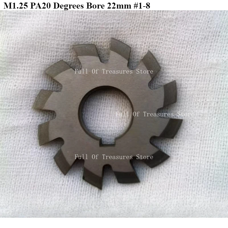 

Модуль 1,25 M1,25 PA20 градусов Диаметр 22 мм # 1-8 HSS Инвольвная зубчатая фреза Высокоскоростная стальная фреза Режущий инструмент