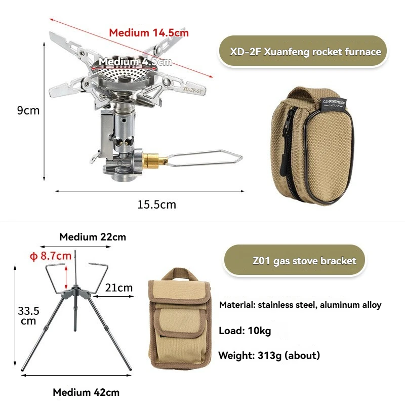 CAMPINGMOON XD-2F Portable Camping Gas Stove - Mini Outdoor Burner