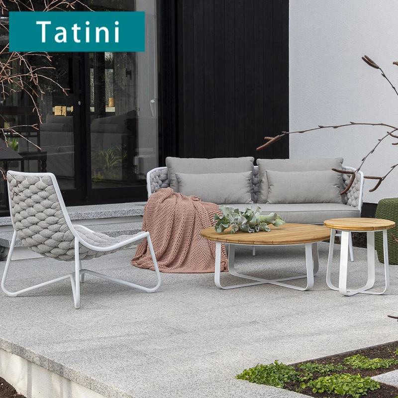 Outdoor Sofa Patio Villa Patio All-weather Waterproof Leisure Furniture Hotel Garden Balcony Rope Weaving Sofa Set