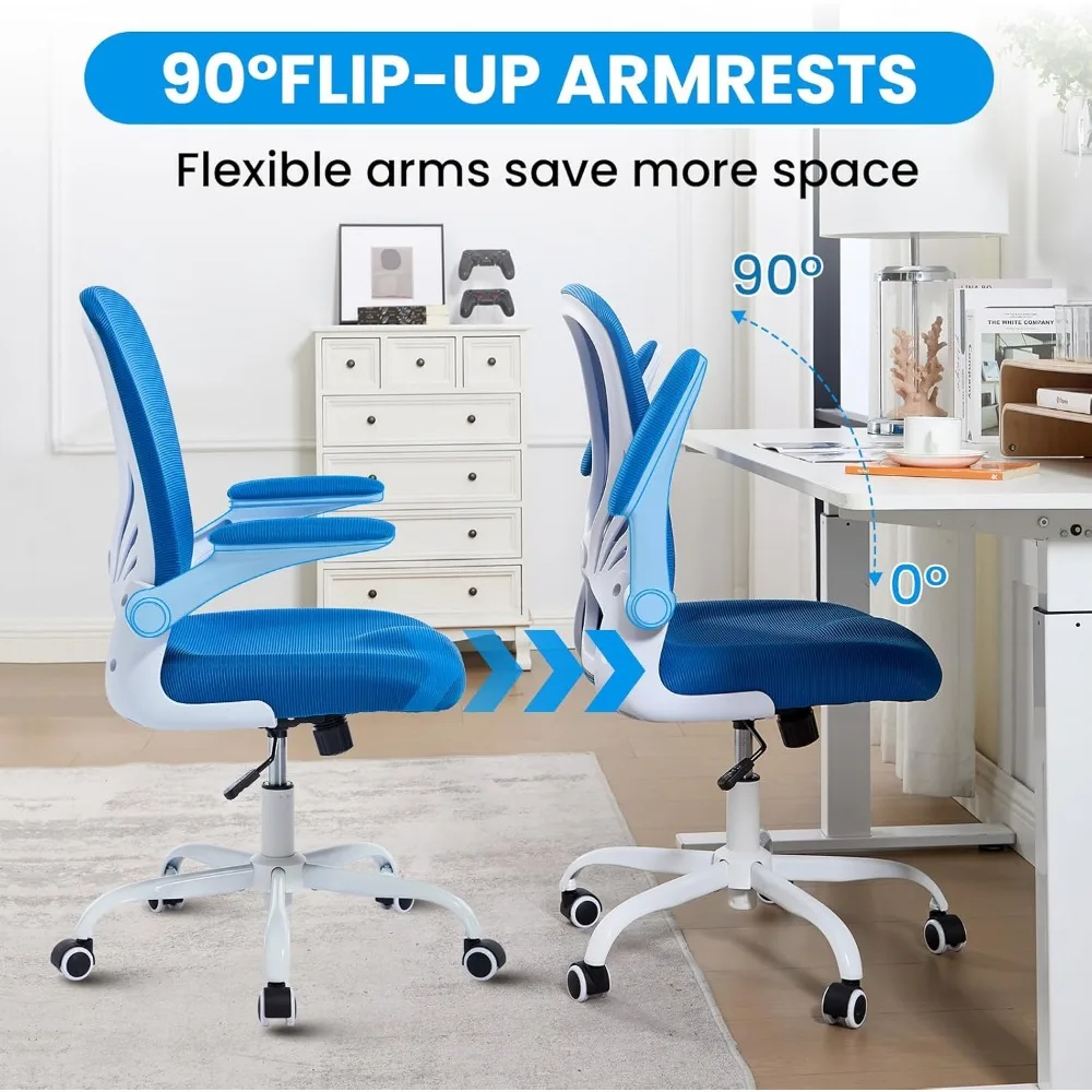 Ergonomiczne krzesło biurowe z podparciem lędźwiowym i podnoszonymi podłokietnikami - wygodne krzesło komputerowe do użytku w domu i na biurze.