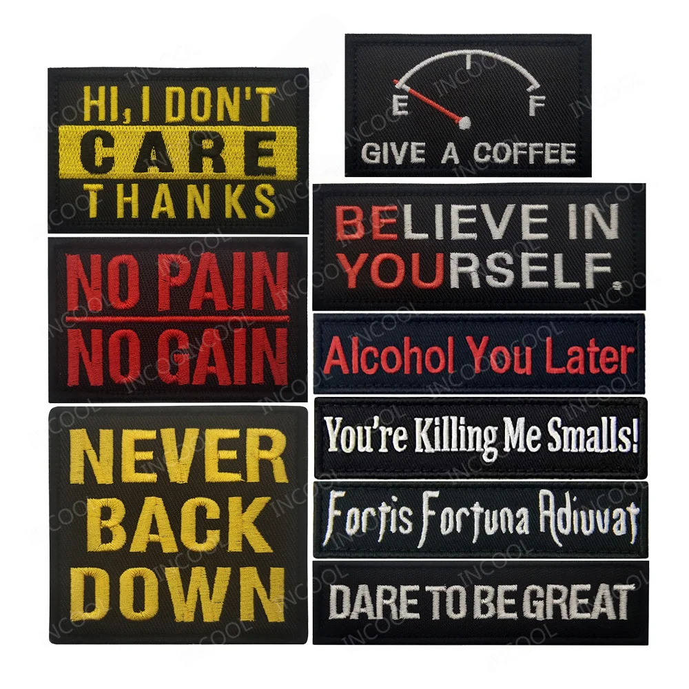 Believe In Yourself Embroidery Motivational Phrases Biker Saying Slogan Words Patches Appliqued Chevron Strip Badges