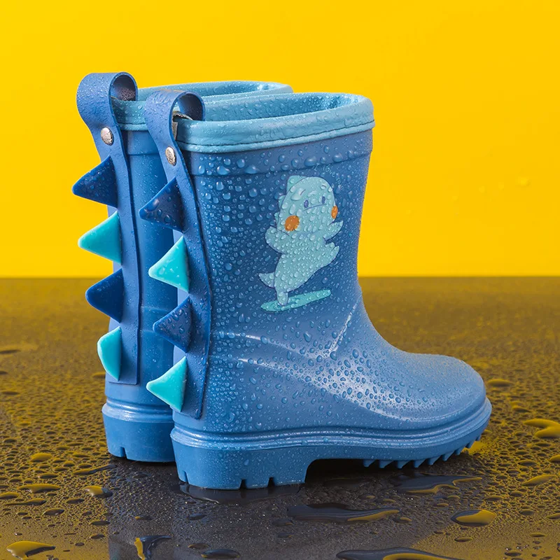 

Kids Cartoon Dinosaur Print Rain Boots | Non-Slip Soft Sole Waterproof Rain Shoes for Boys Girls | Children's Ankle Rain Boots