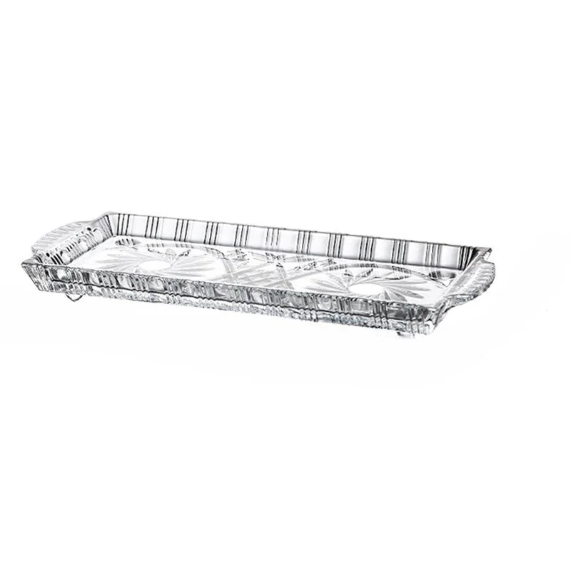 

European creative modern crystal glass rectangular fruit tray pot tray tea tray