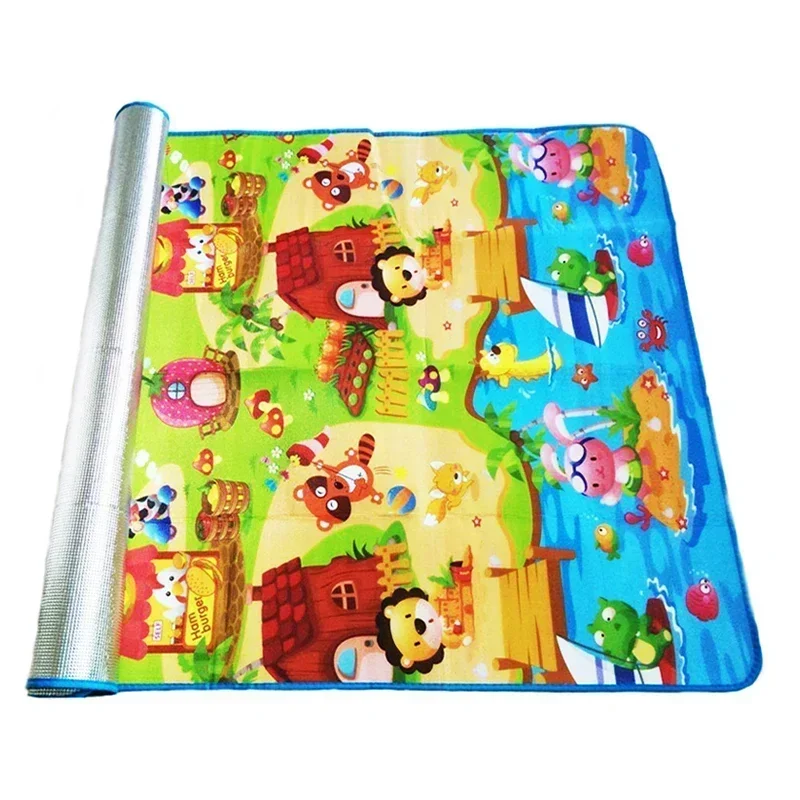 Baby Crawling Playmat Foldable Single Side Cartoon Printing Play Mat Baby Accessories Eva Foam Soft Floor 180*120*0.3cm