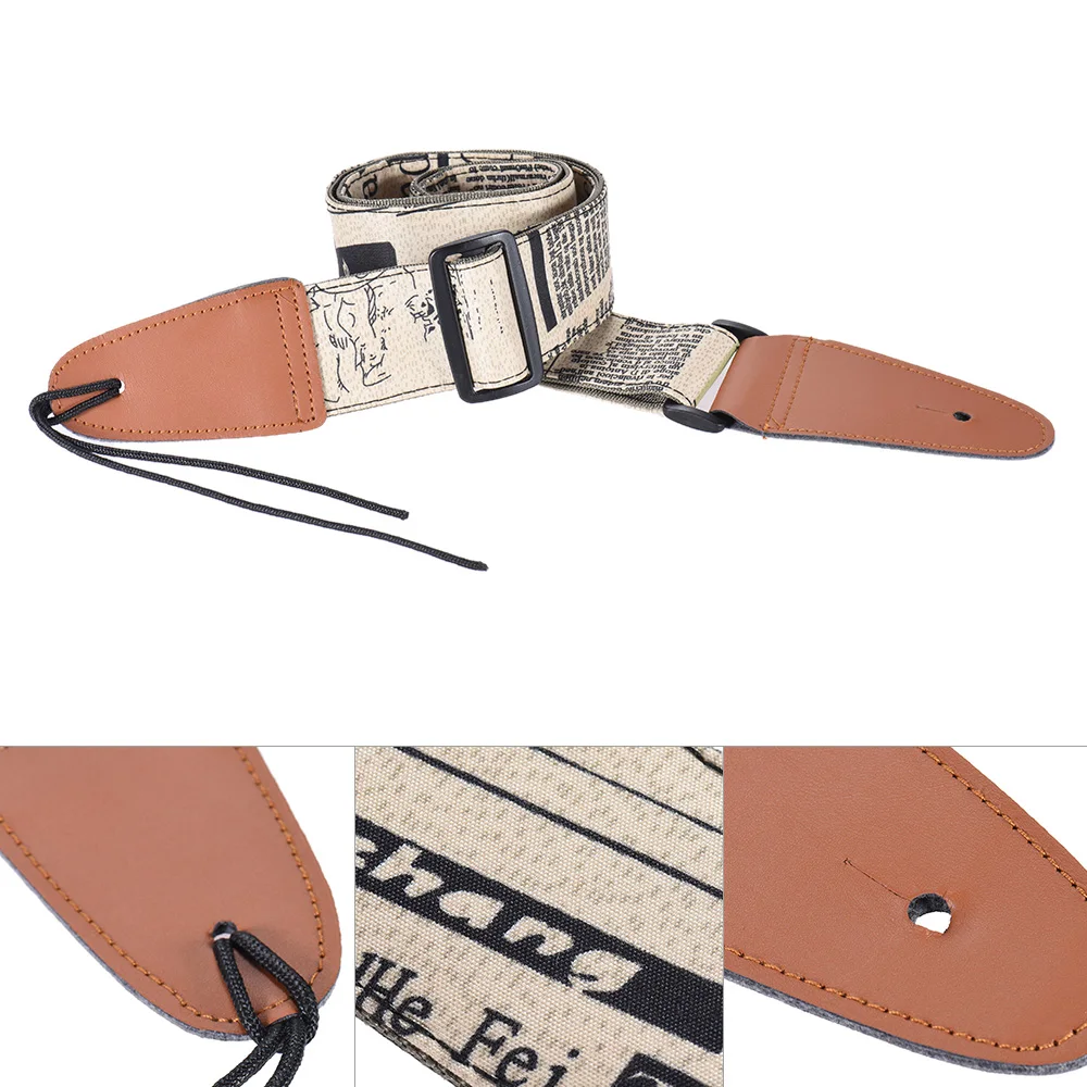 Wygodny regulowany pasek na ramię gitara syntetyczna skóra końcówki dla akustycznego Folk Classic gitary elektryczne Bass