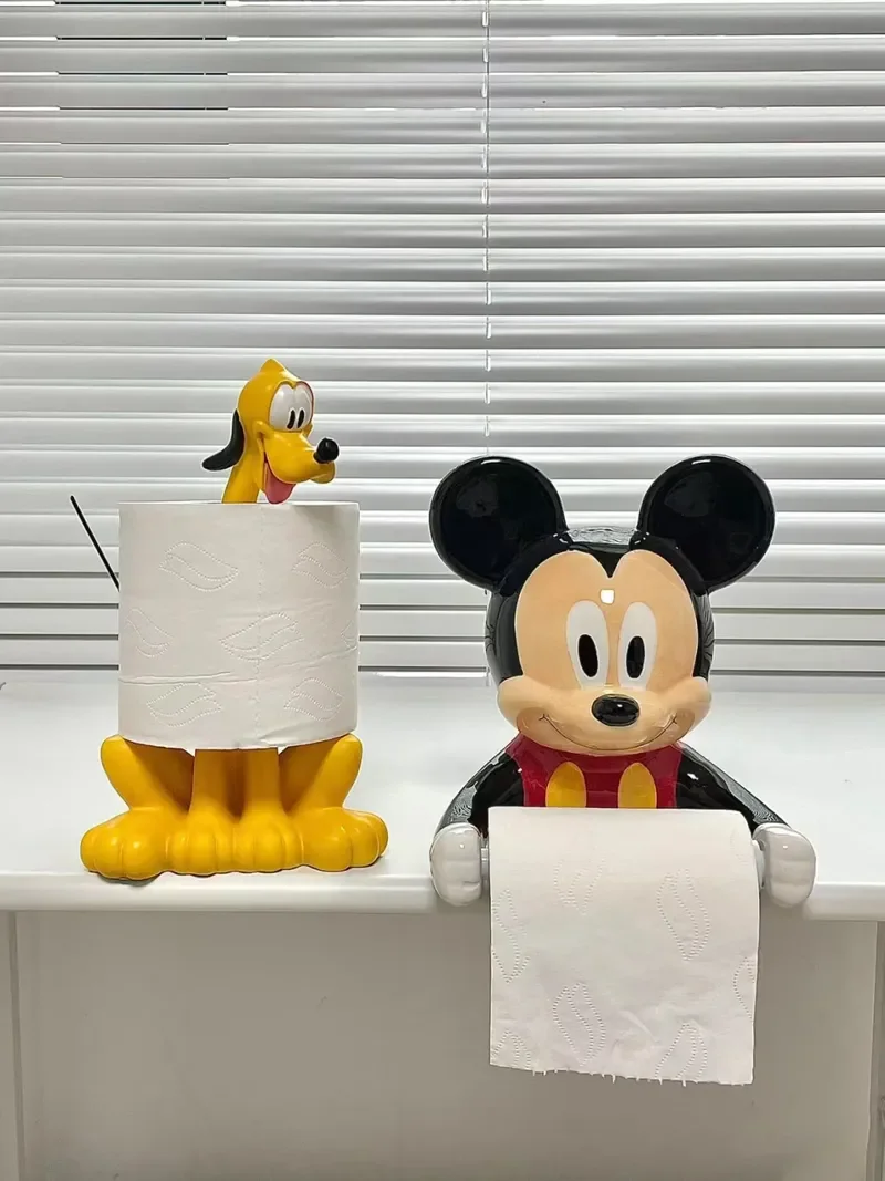 Hot Disney Mickey Mouse Pluto Toilet Bathroom Shelf Cute Cartoon Perforation-free Toilet Paper Wall-mounted Paper Roller Gifts