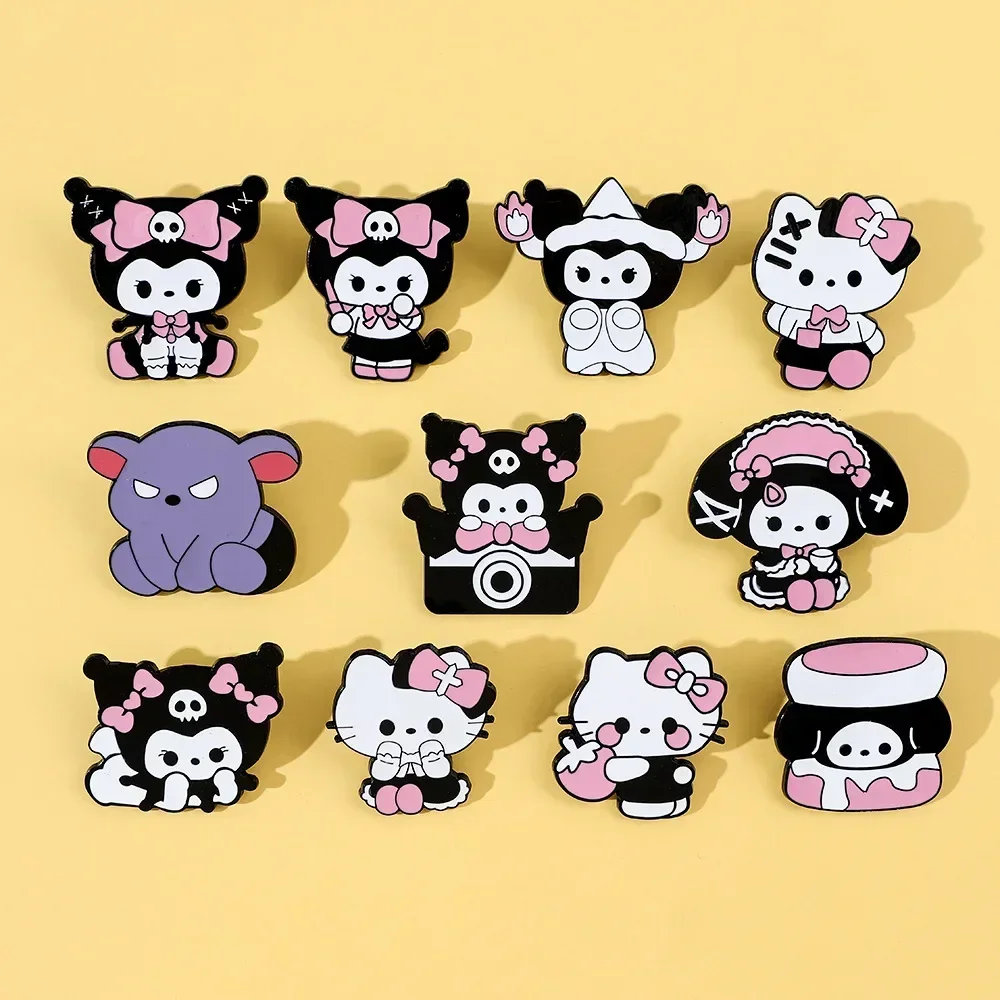 MINISO Anime Enamel Pin Kuromi Badge Metal Brooch Kawaii Jewelry Jeans Jacket Cute Lapel Pin Decoration Accessories Kids Gifts