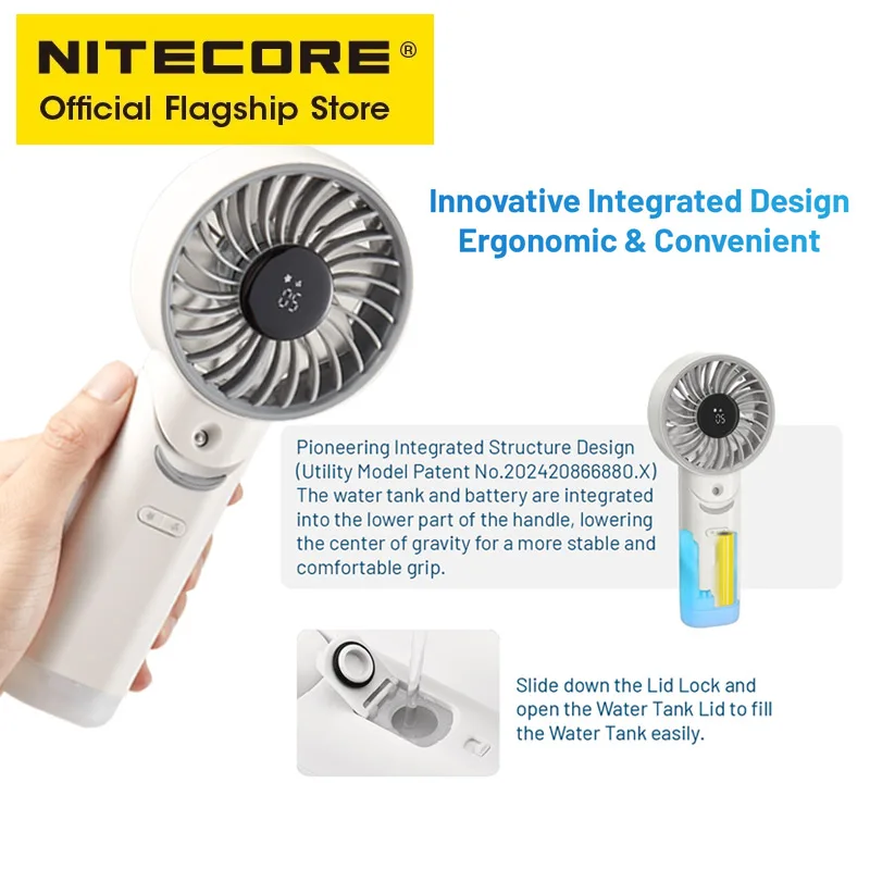 Nitecore izzcool 30 ventilador de ar condicionado dobrável edc portátil acampamento ventilador portátil USB-C recarregável spray resfriamento névoa refrigerador