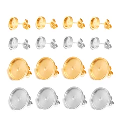 10/20pcs Blank Stud Earring Setting Stainless Steel Earring Back Cabochon Base Thick Bezels Earring for Resin DIY Jewelry Making