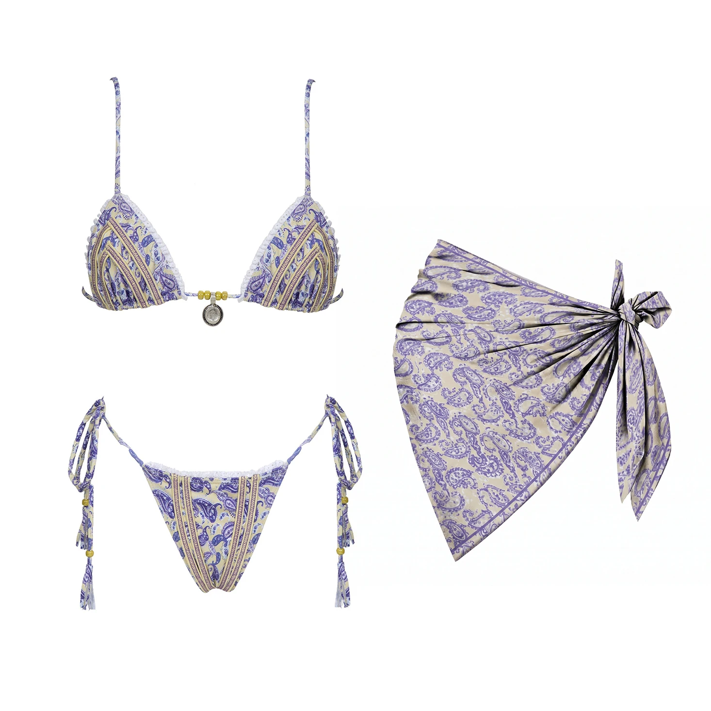 

Print 3Pcs Micro Bikini Set Sexy Women Swimsuit 2026 New Swimwear Female Push Up Swim Suit Bandeau Biquini Beachwear Bathingsuit