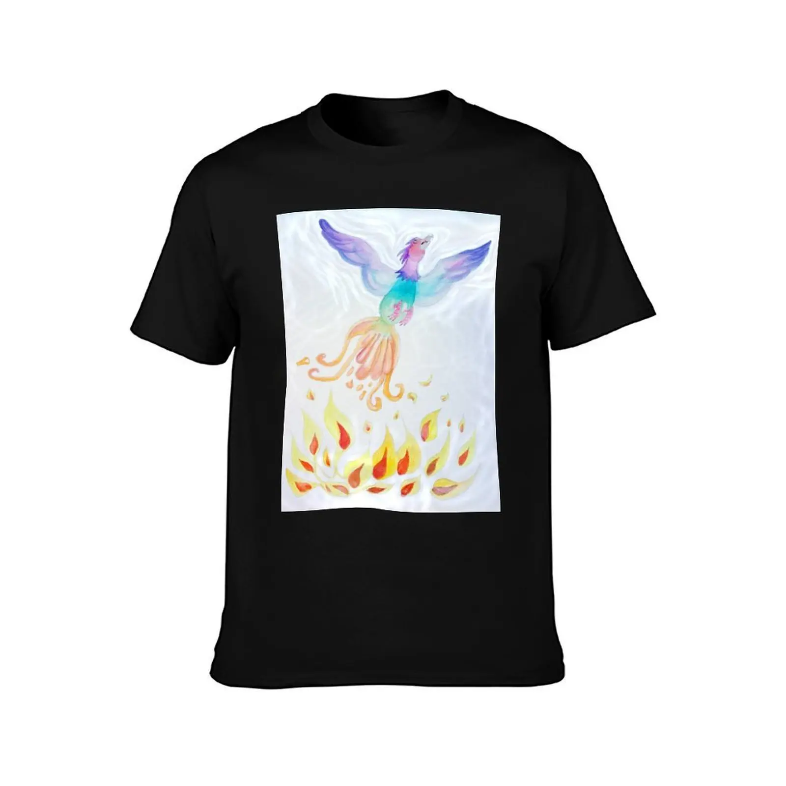 rising phoenix T-Shirt, Summer Casual Cotton Tee, Oversized Streetwear Tops, Vintage Graphic Print, Loose Fit Short Sleeve