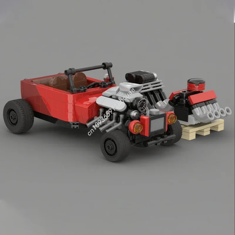 

367 деталей MOC: конструктор «Городской чемпион» с двигателем Hot Rod, идеальный подарок на Рождество, креативный проект DIY