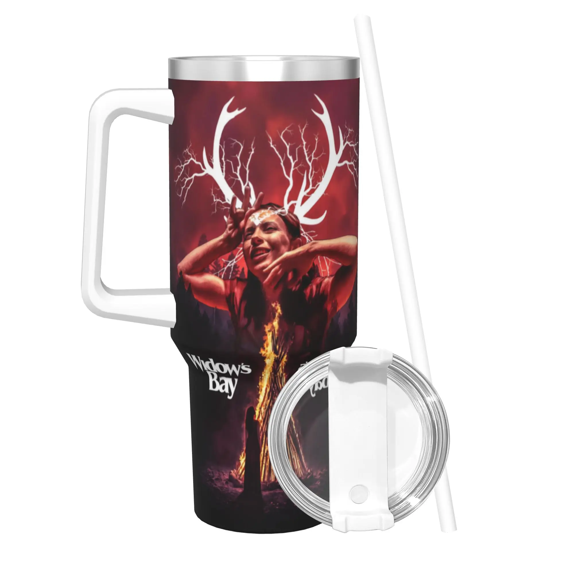 Widow's Bay Horror Movie 2026 Tumbler With Straw  Stainless Steel Mugs Cup Double Wall Vacuum Insulated for Cold Or Hot 40oz