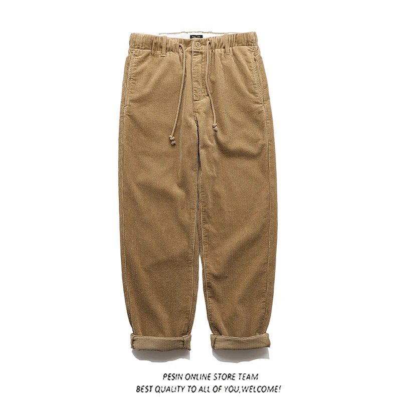 

Vintage Retro Corduroy Straight Leg Casual Pants Men's Long Trousers Comfortable Loose Fit Youthful Energy Sle Autumn Winter