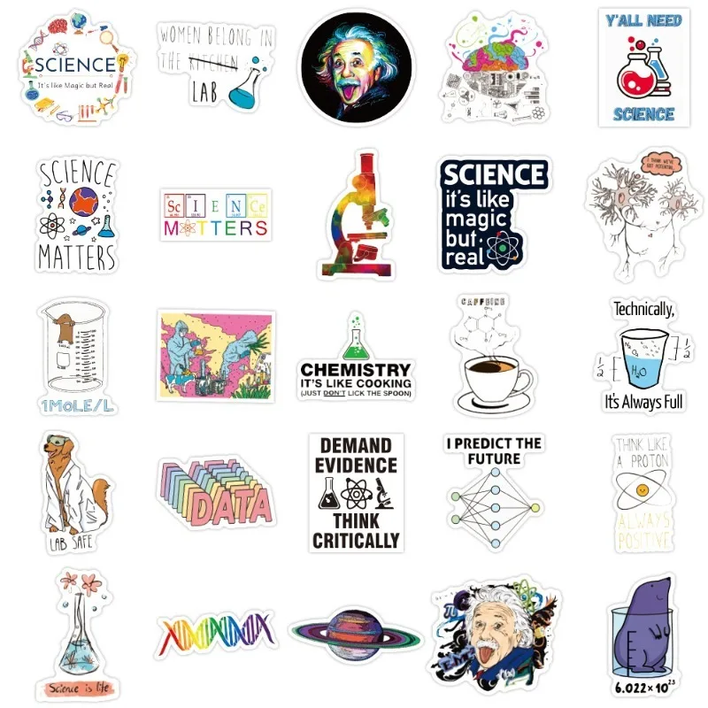 50PCS Chemistry Laboratory Graffiti Cartoon Laptop Luggage Computer Skateboard Guitar Refrigerator Sticker Student Award Gift