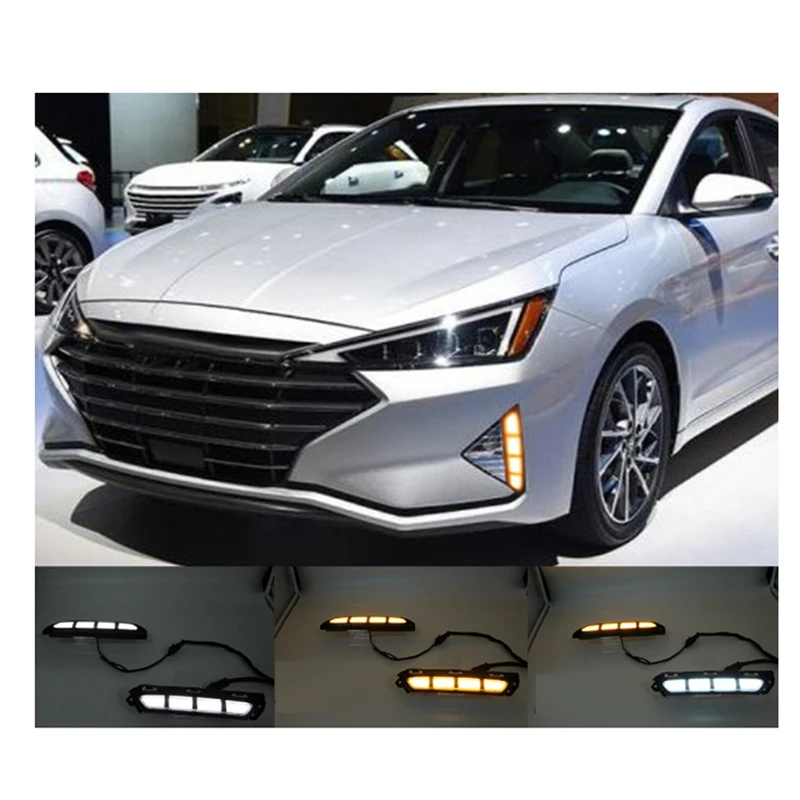 

Car Headlights DRL Daytime Running Light Daul Clour Fog Lights For Hyundai Elantra 2019-2020