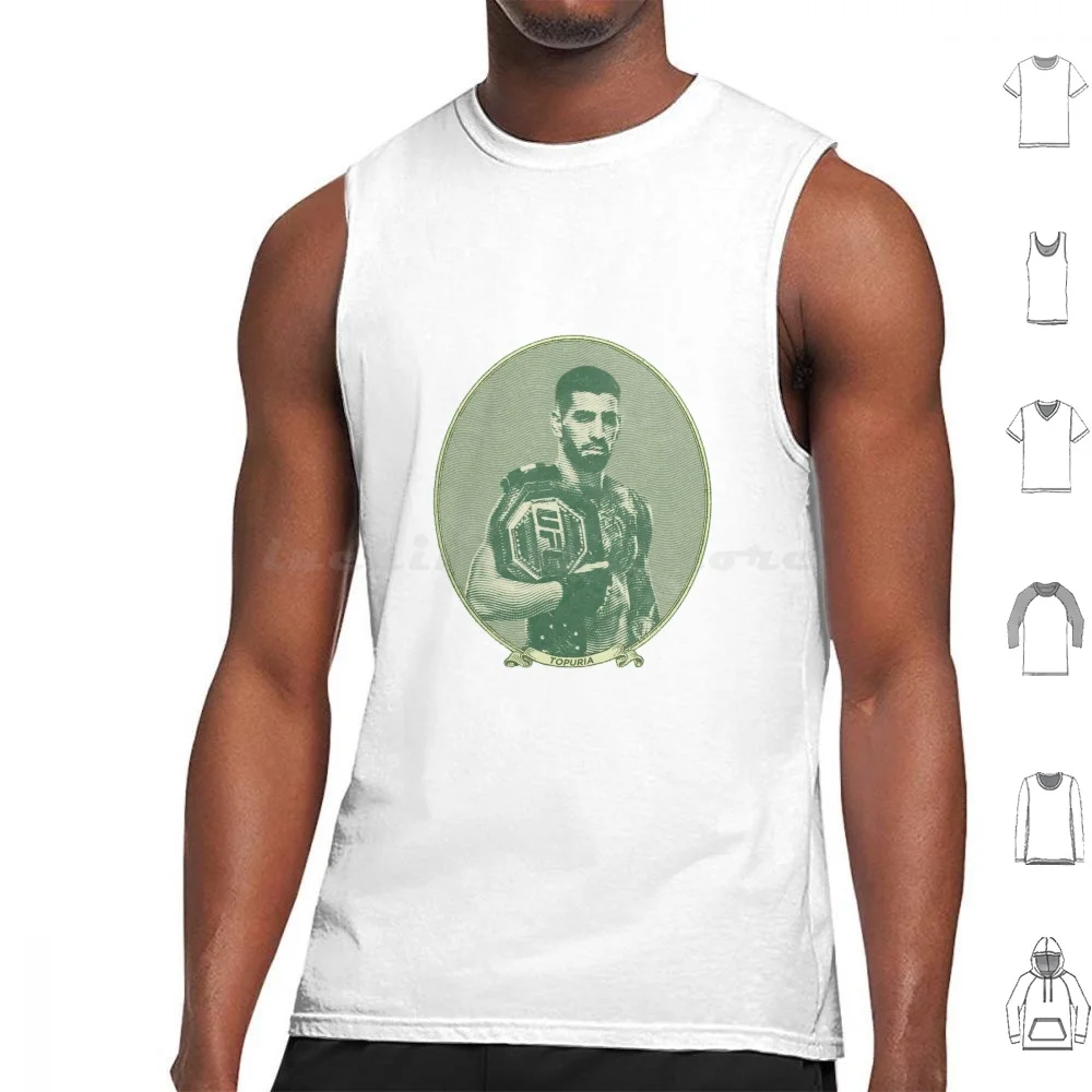 Ilia Topuria Dollar Bill Tank Tops Vest Sleeveless Ilia Topuria Rich Wealthy Dollar Bill Money Belt Fighter Georgian