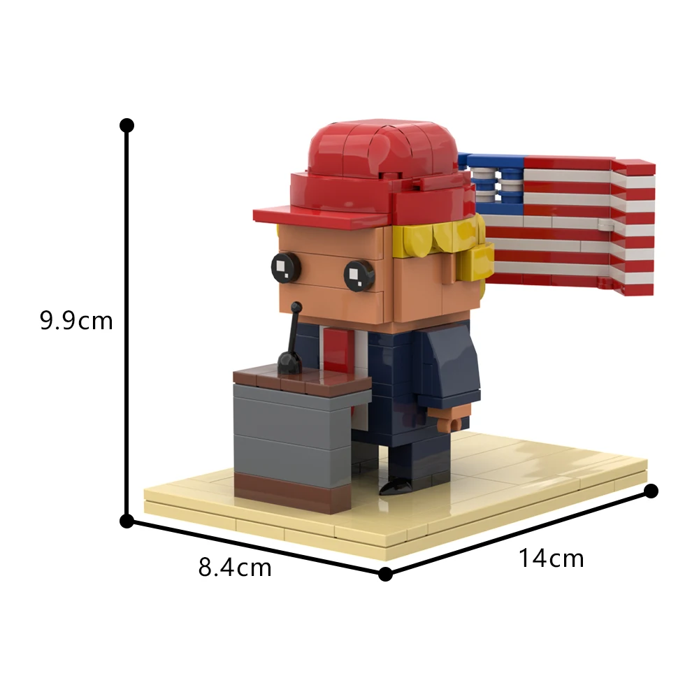 Gobricks MOC Trump Building Blocks Modello Presidential Cartoon Giocattoli fai da te Regalo