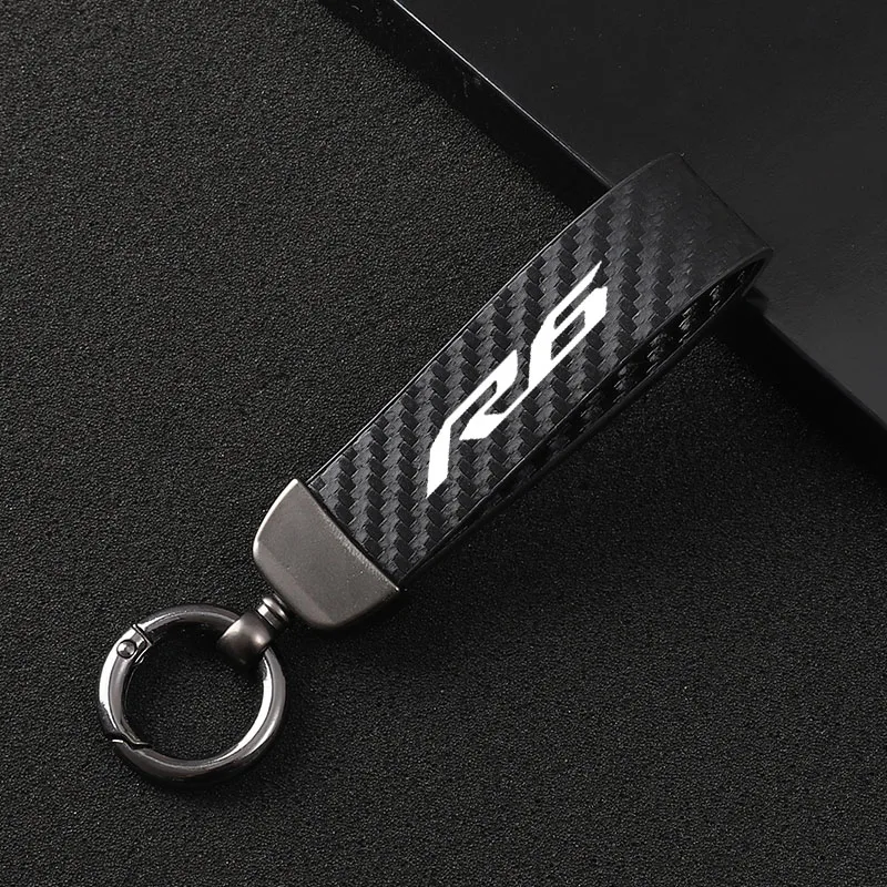 New fashion motorcycle carbon fiber leather rope Keychain key ring For yamaha YZF R6 2016 2017 2018 2019 2020 YZFR6 YZF-R6