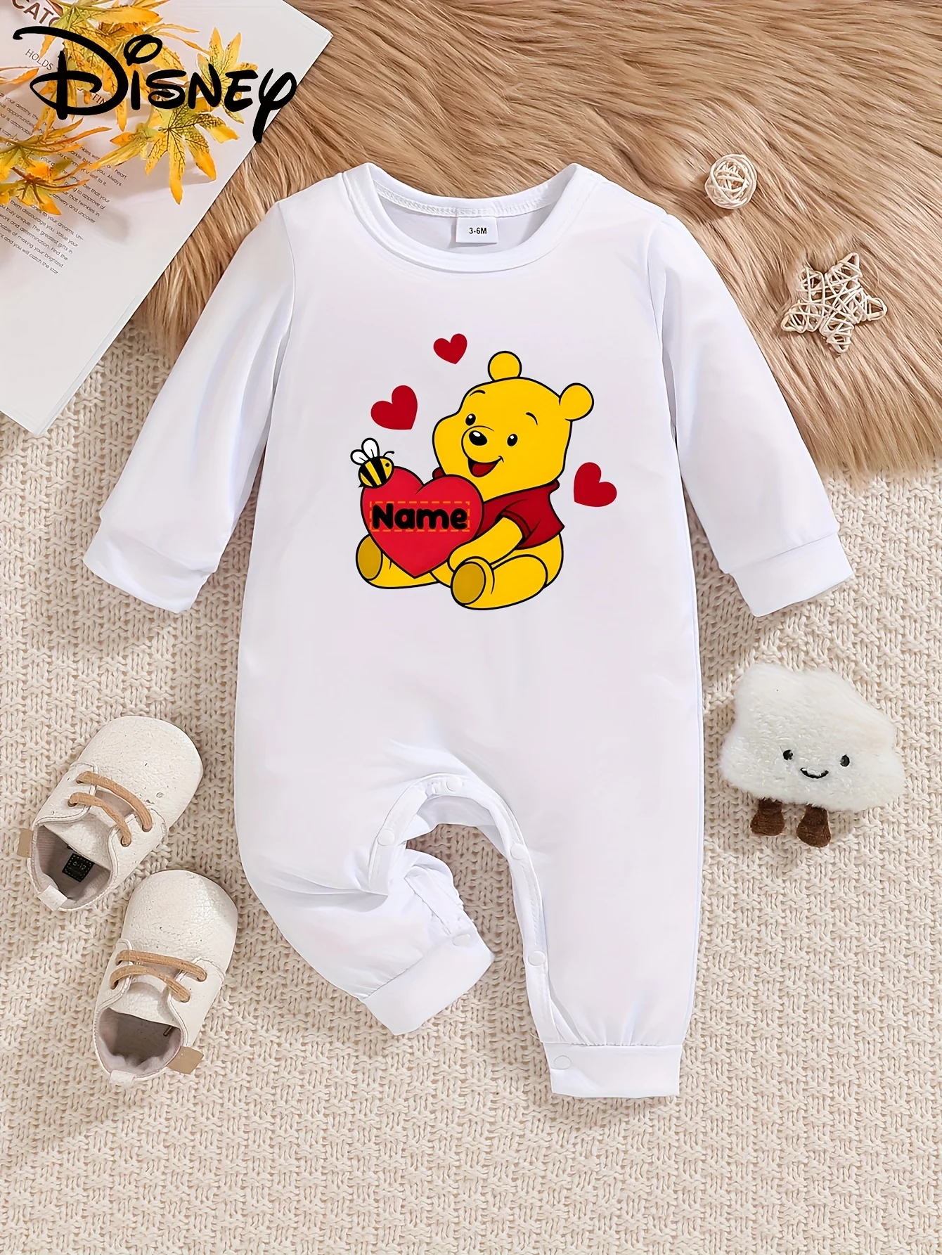 

【Официально авторизованный】 Детский комбинезон Винни-Пух с индивидуальным именем Disney | Всесезонная одежда