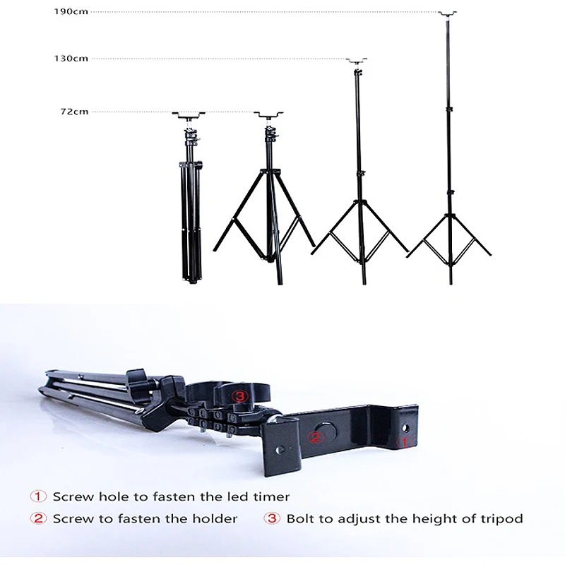 Metal Foldable Tripod Stand, Extendable with Holder, Indoor and Outdoor Use