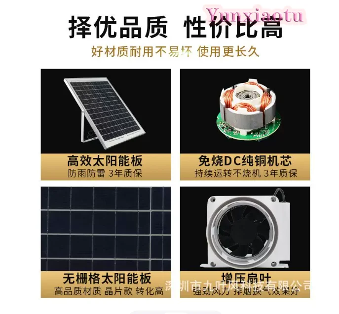 12V Solar Powered Inline Duct Fan, 110mm Pipe Ventilation Extractor Fan for Roof, Greenhouse, RV Camper