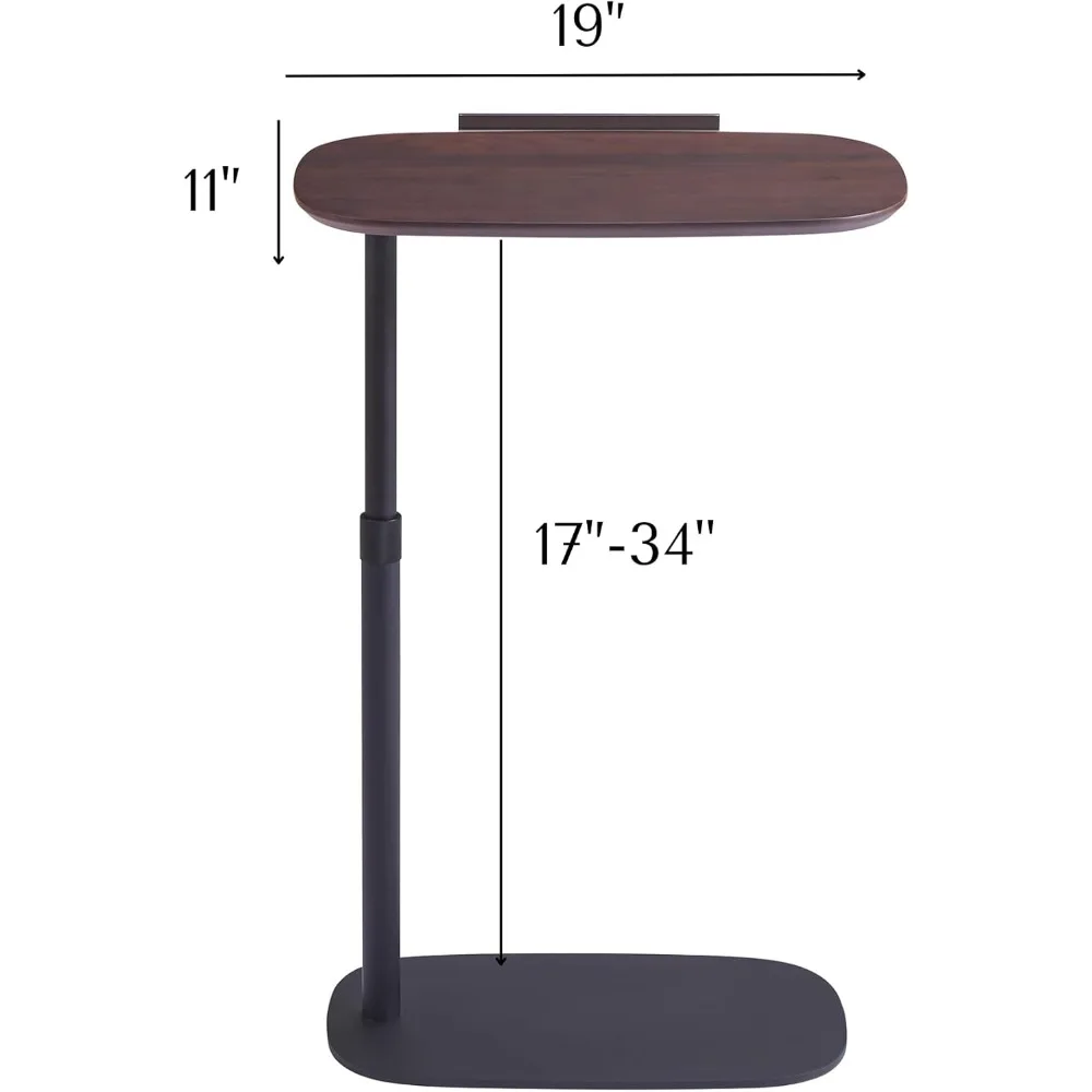 Java ian-Table d'appoint en forme de C, table de canapé en bois réglable, dessus de table recommandé et rotatif, bureau de travail pour ordinateur portable, salon