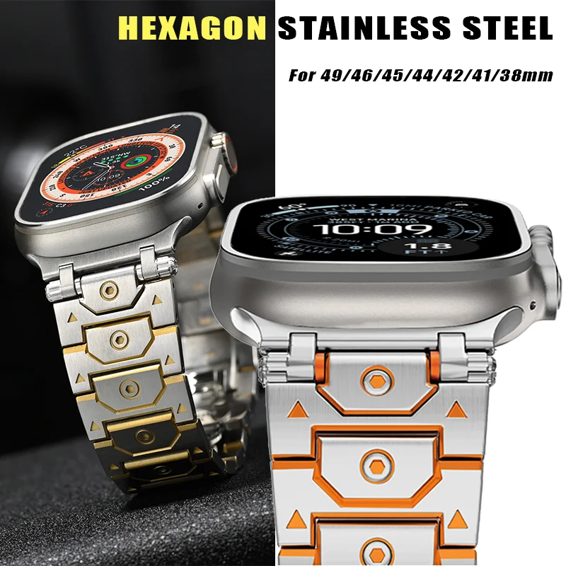 

Luxury Stainless Steel Strap For Apple Watch Ultra 3/2/1 49mm Metal Band For iwatch Series 11 10 9 8 7 6 SE 5 4 3 46MM 41MM 45MM