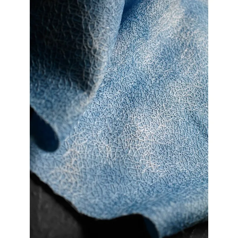 3D Vein Tie Dyed Blue Irregular Mesh Texture Composite Fabric Renovation Creative Coat Designer Fabric