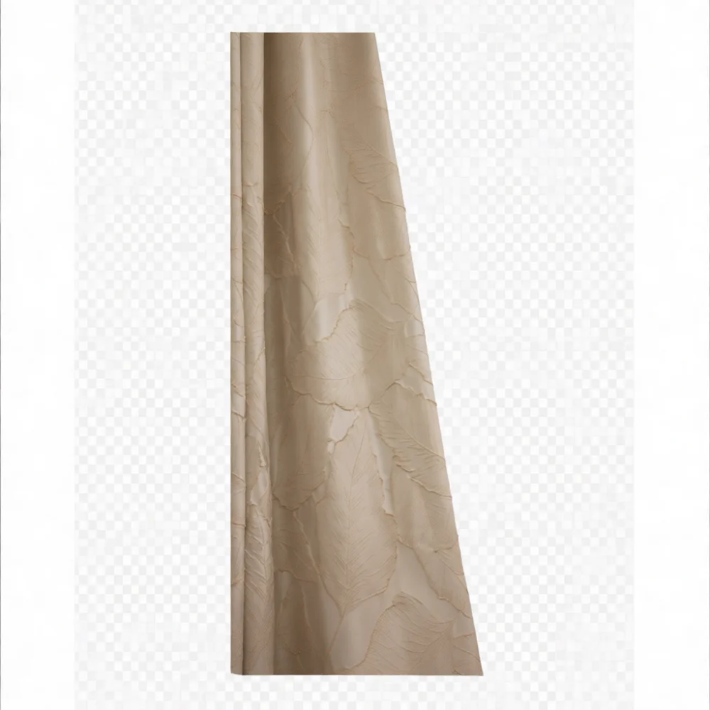 Modern Blackout Curtains High Precision Jacquard Fabric Gold Leaf Pattern Elegant Thermal Insulated Drapes For Home Decor